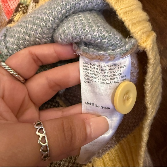 The Ragged Priest Dolly Knit Jacket size Small Multicolor Patchwork Indie Sleeze - Picture 9 of 11